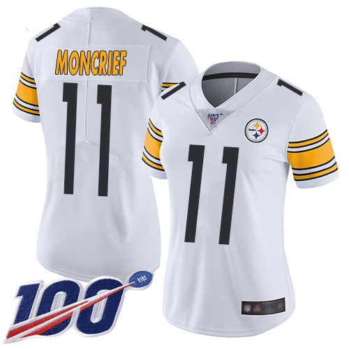 Women Pittsburgh Steelers Football 11 Limited White Donte Moncrief Road 100th Season Vapor Untouchable Nike NFL Jersey